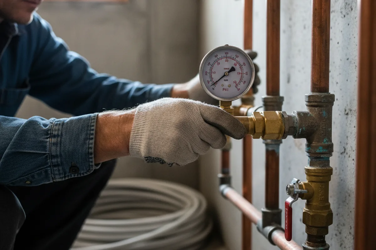 Pressure testing a repaired line during Water Line Repair in Cedar Bluff